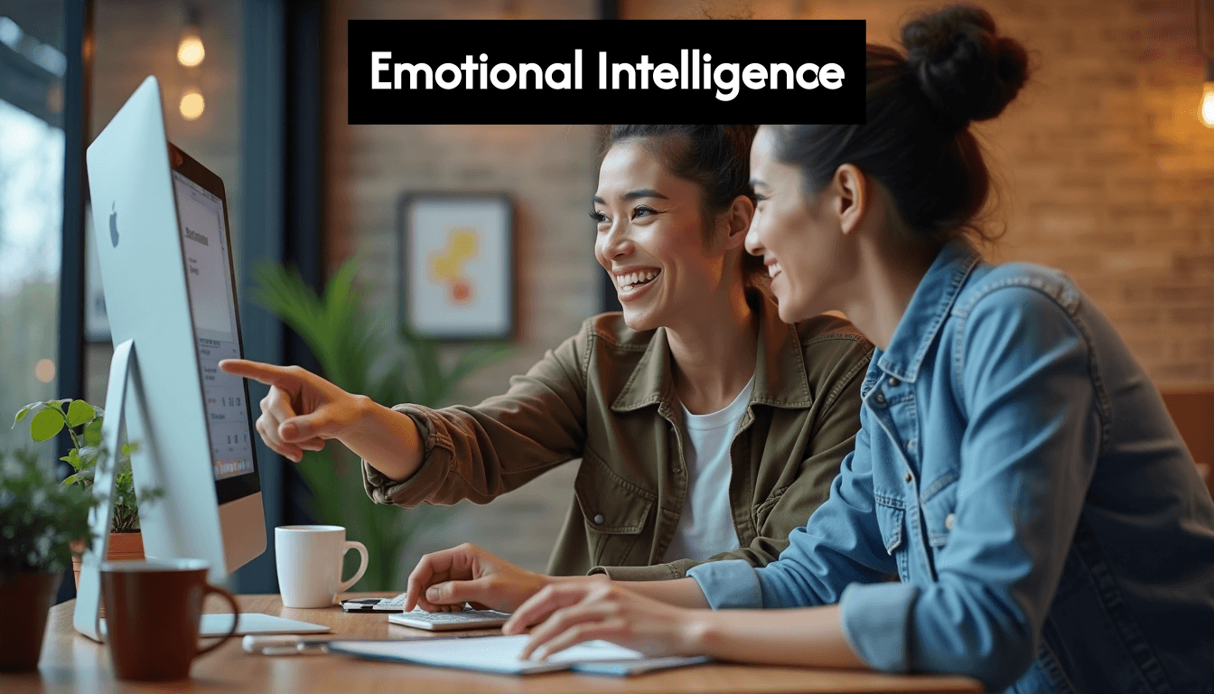 Marketers collaborating on content at desk