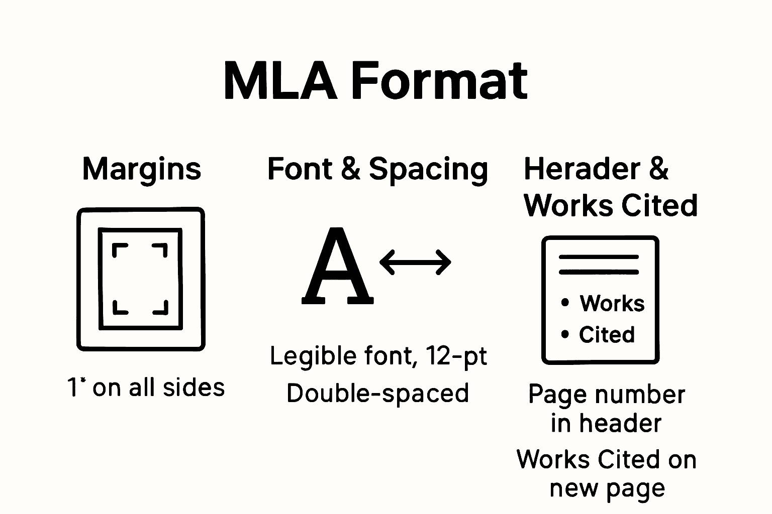 Infographic showing essential MLA format components