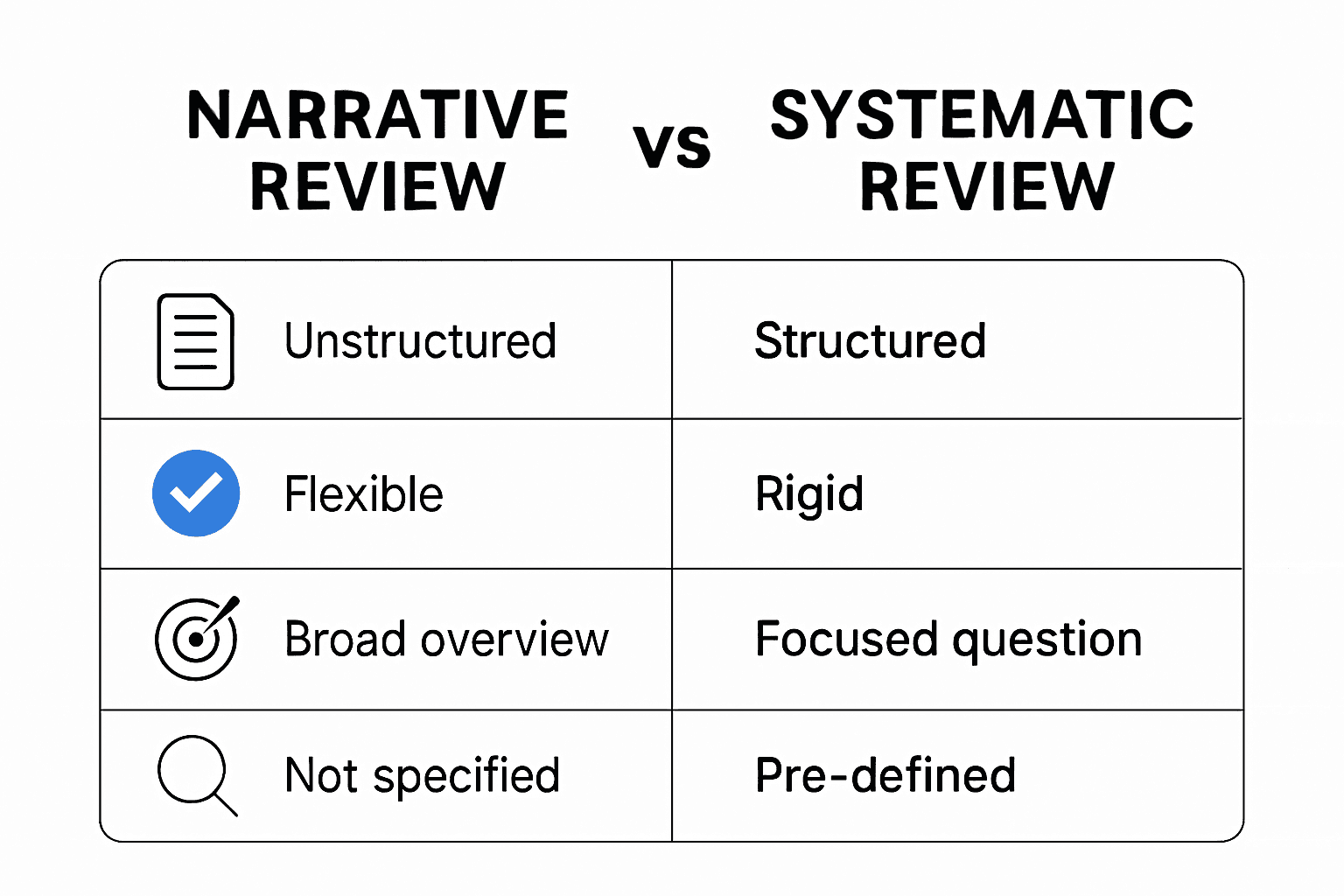 Infographic comparing narrative review with systematic review