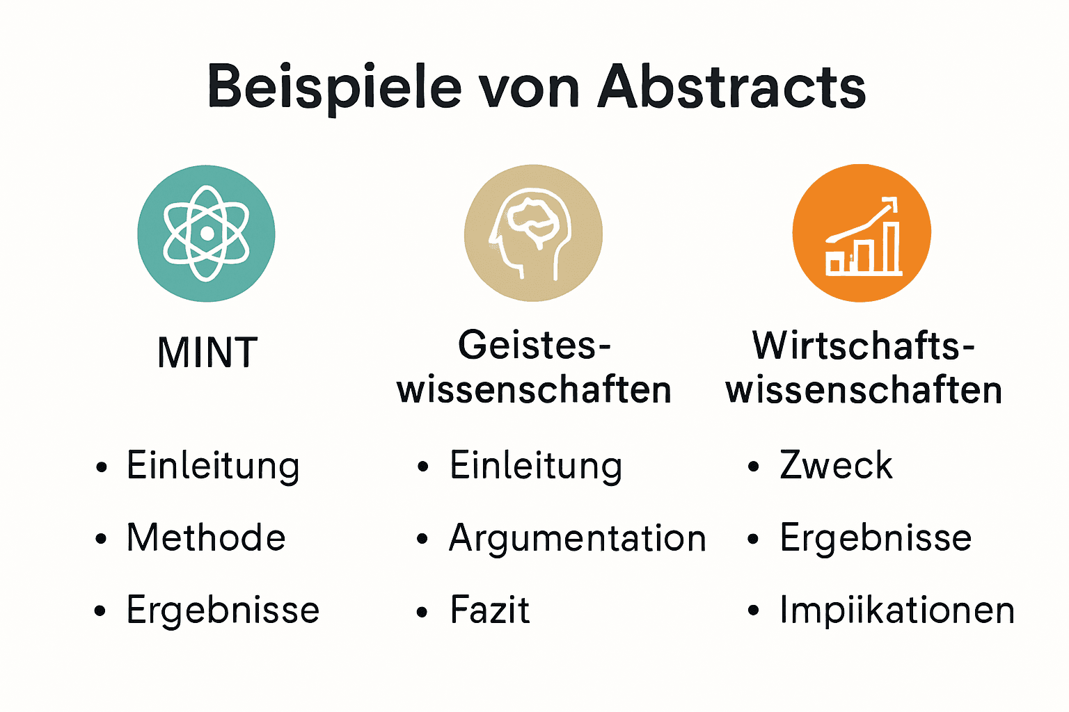 Infografik: Beispiele für Abstracts verschiedener Fachrichtungen