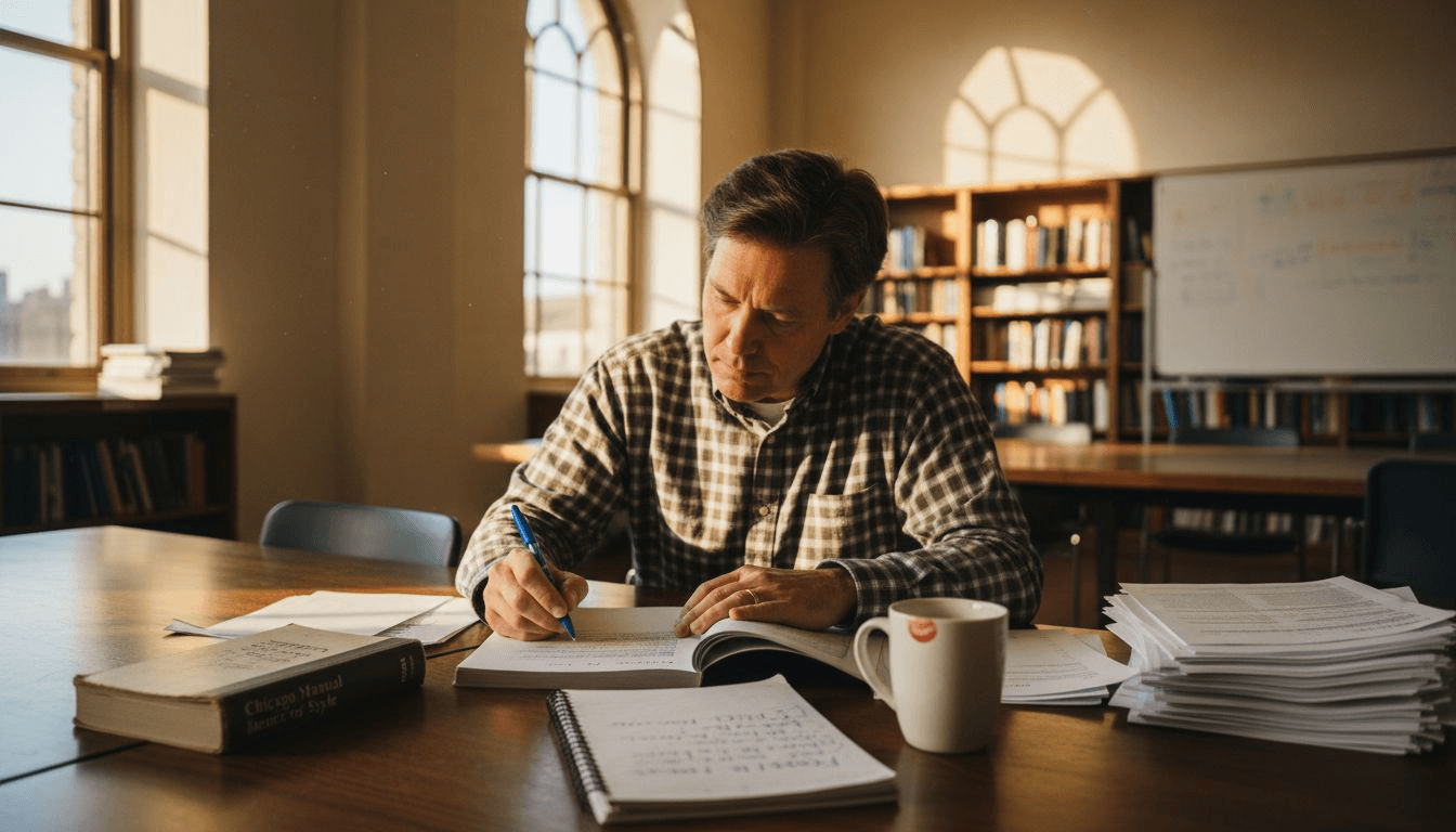 Professor reviewing Chicago citation formats