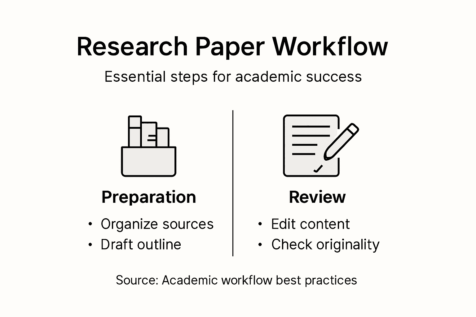 Infographic showing research paper process steps