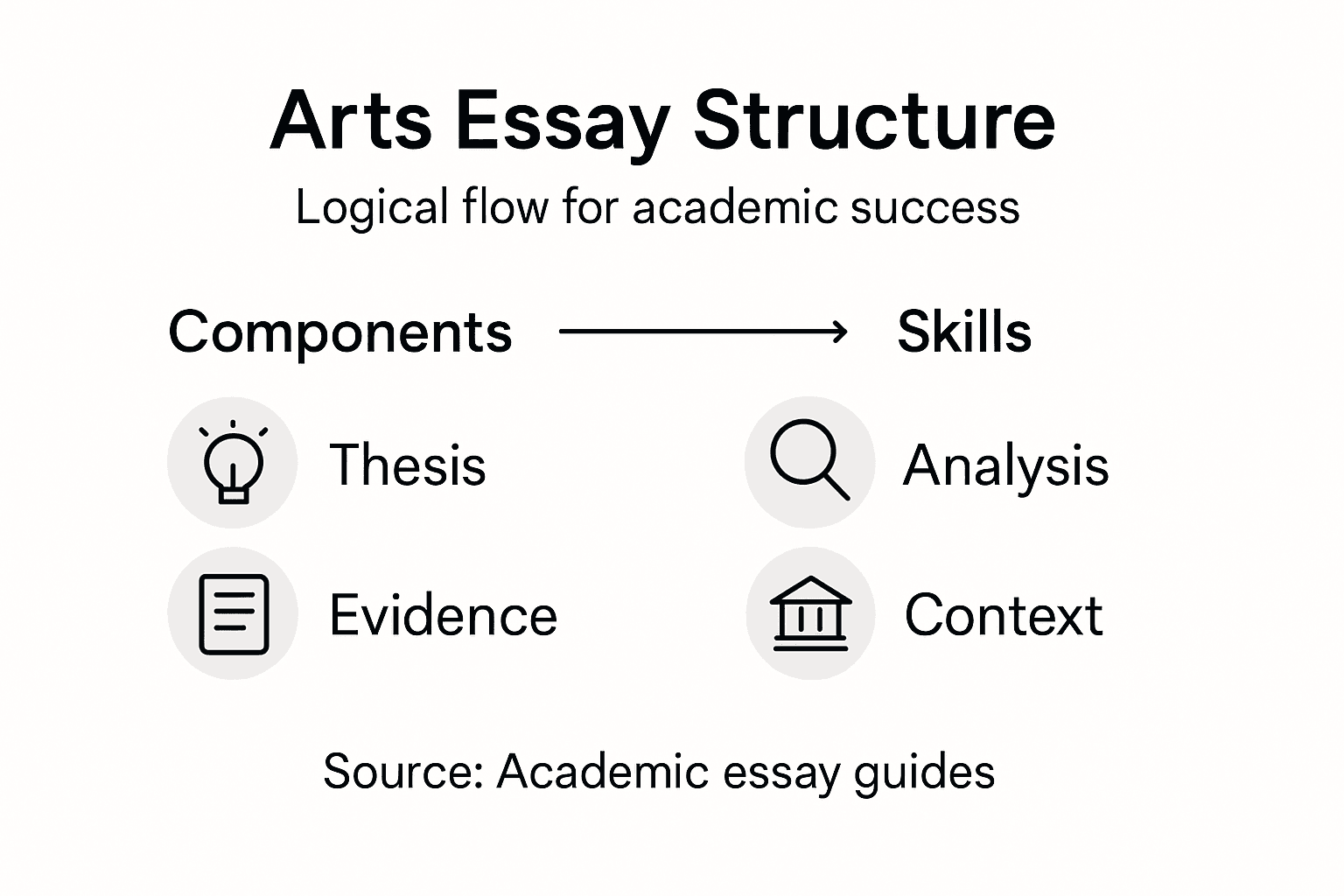 Infographic on arts essay structure and skills