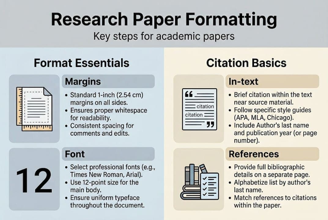 Infographic showing steps to format research papers