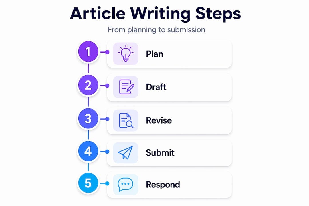 Infographic shows scholarly article writing steps