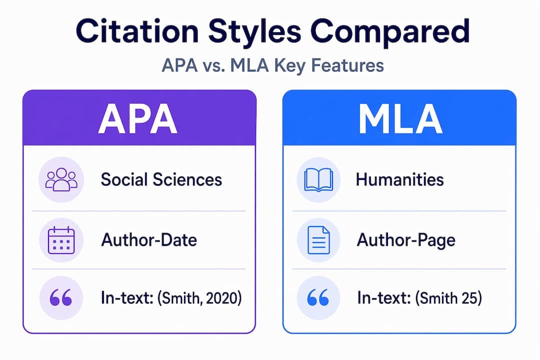 Infographic comparing APA and MLA citation styles