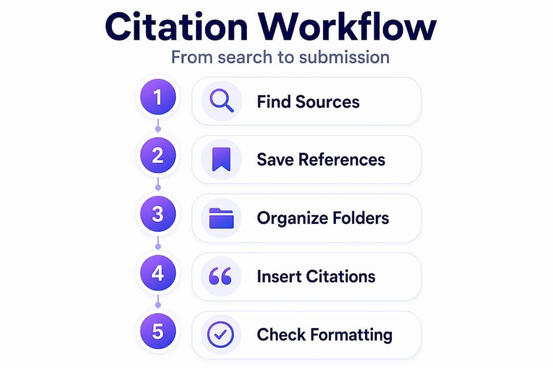 Infographic showing citation management steps