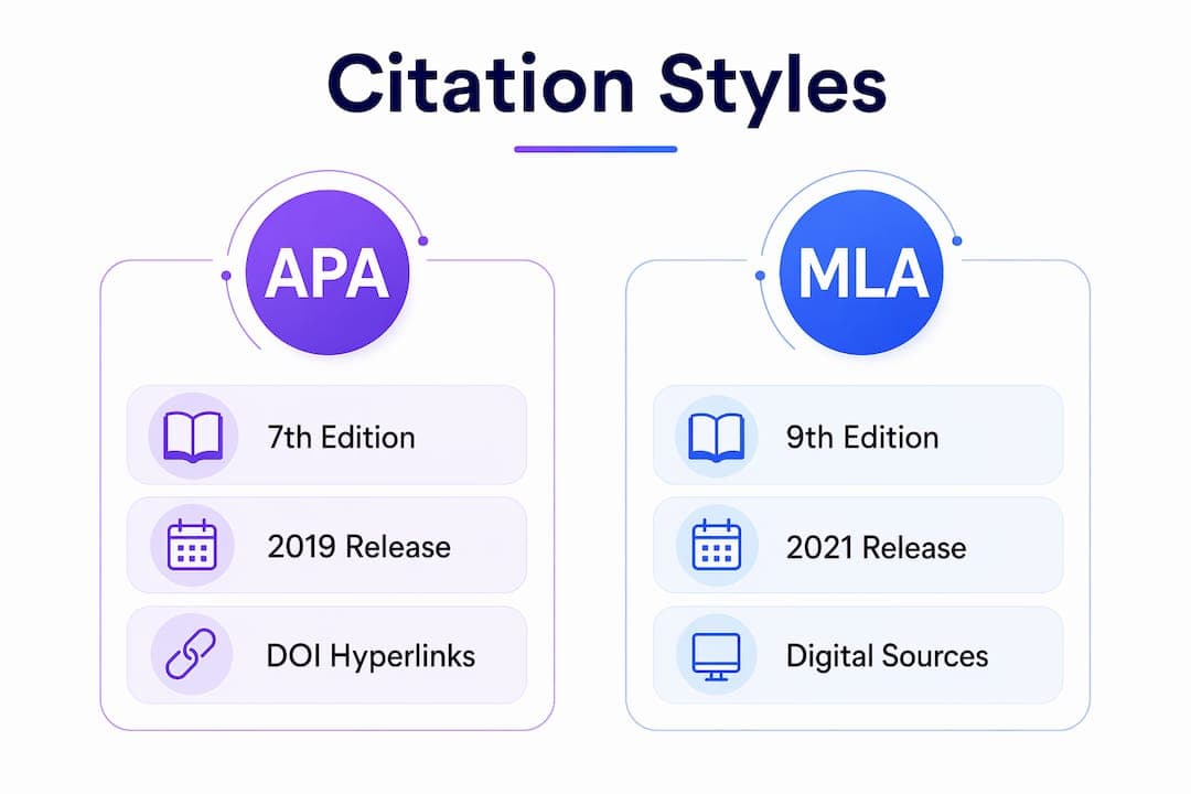 Infographic comparing APA and MLA citation updates